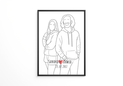 Wydruk z Twojego Zdjęcia Plakat Liniowy  Prezent Urodziny Ślub