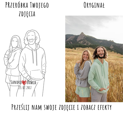 Wydruk z Twojego Zdjęcia Plakat Liniowy  Prezent Urodziny Ślub