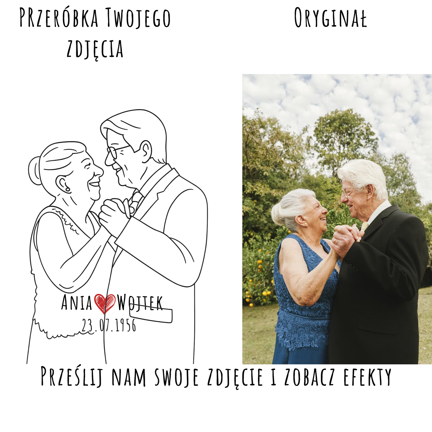 Wydruk z Twojego Zdjęcia Plakat Liniowy  Prezent Urodziny Ślub