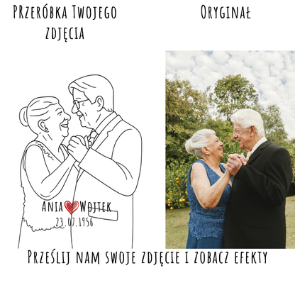 Wydruk z Twojego Zdjęcia Plakat Liniowy  Prezent Urodziny Ślub