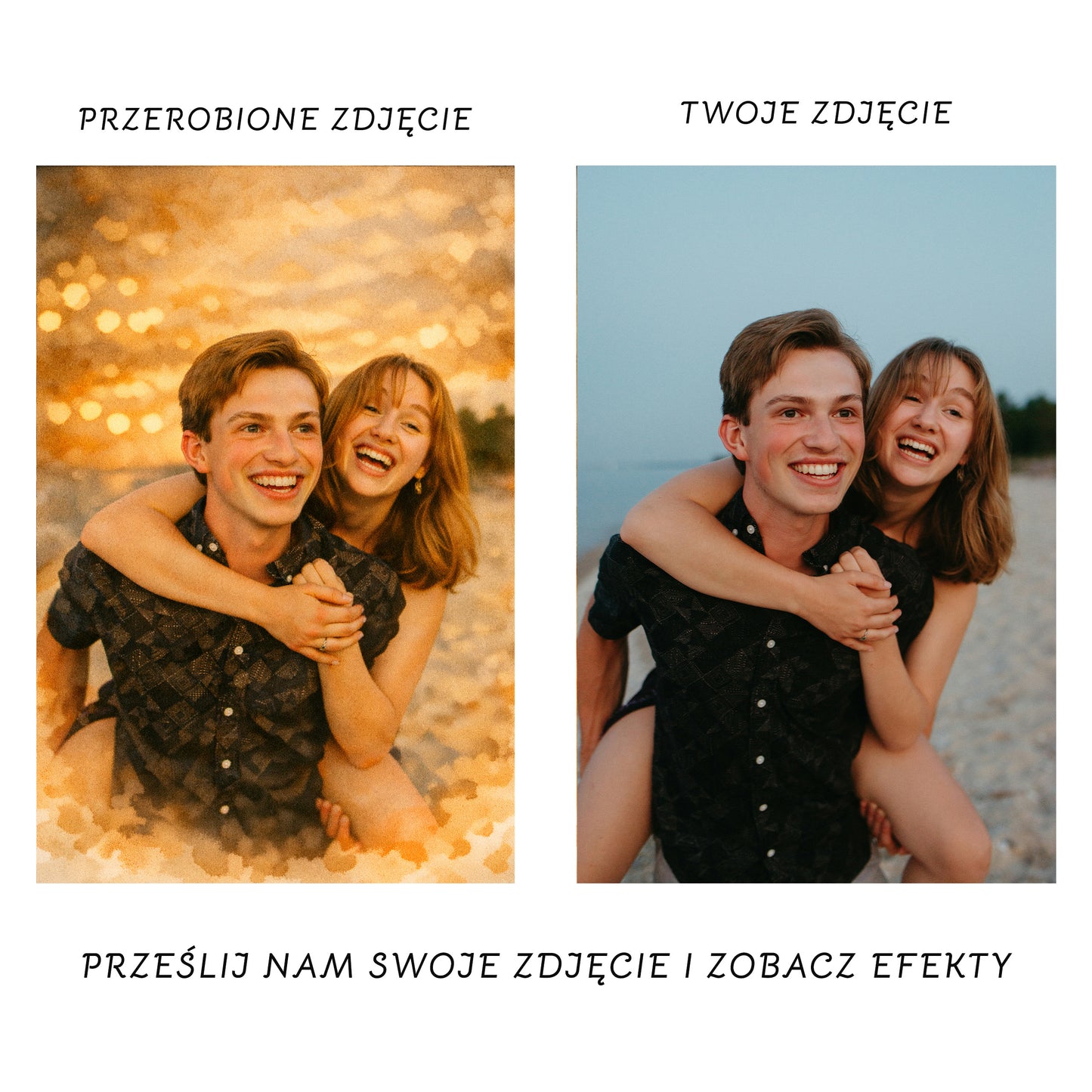 Wydruk z Twojego Zdjęcia Plakat Akwarelowy  Prezent Urodziny Ślub
