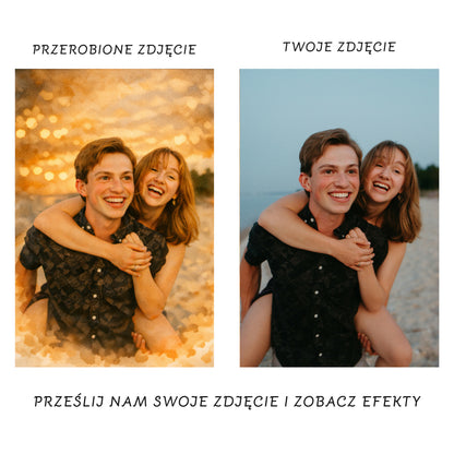 Wydruk z Twojego Zdjęcia Plakat Akwarelowy  Prezent Urodziny Ślub