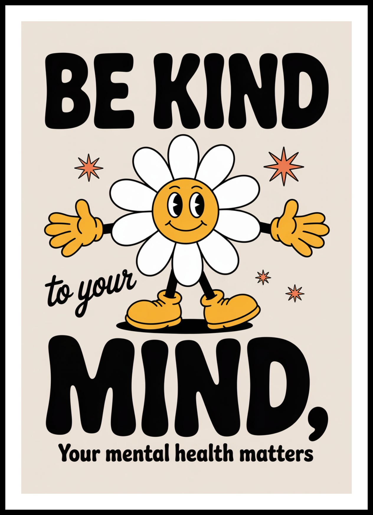 Plakat  Motywacyjny Afirmacja Retro Vintage Do Salonu Be Kind