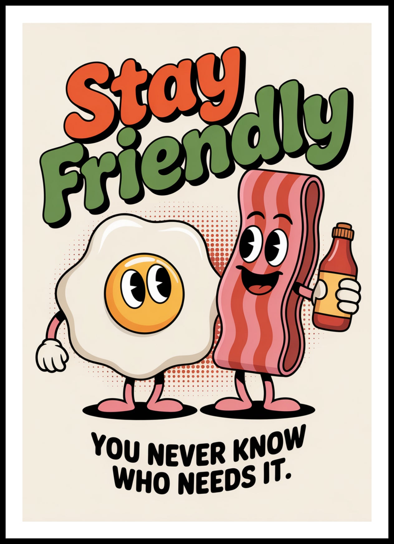Plakat  Motywacyjny Afirmacja Retro Vintage Do Salonu Stay Friendly