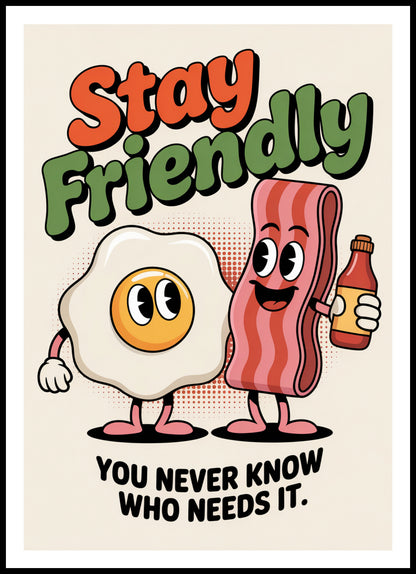 Plakat  Motywacyjny Afirmacja Retro Vintage Do Salonu Stay Friendly