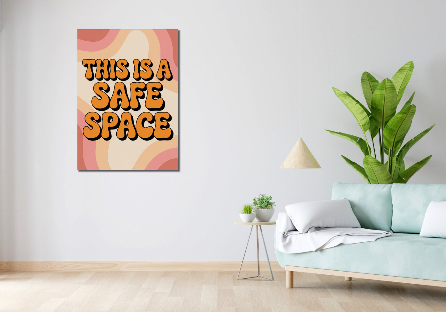 Obraz  Motywacyjny Afirmacja Retro Vintage Do Salonu Safe Space