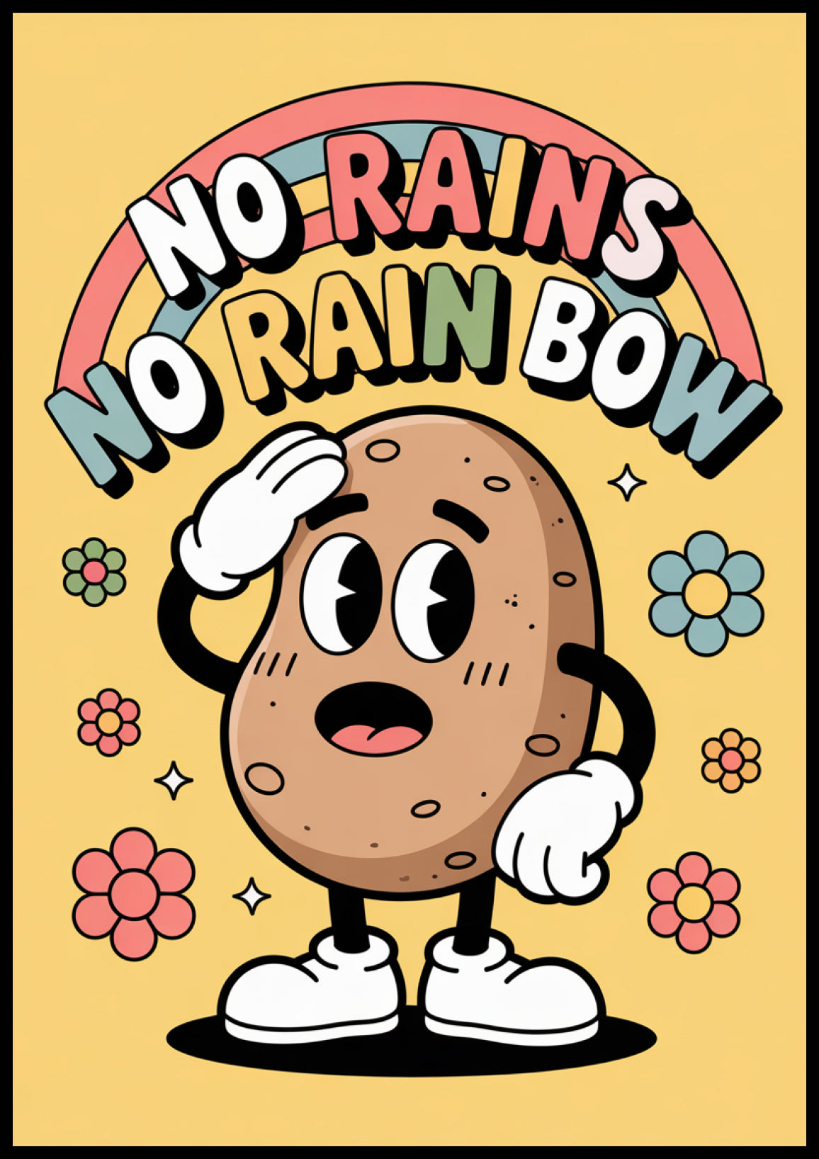 Plakat  Motywacyjny Afirmacja Retro Vintage Do Salonu No Rains
