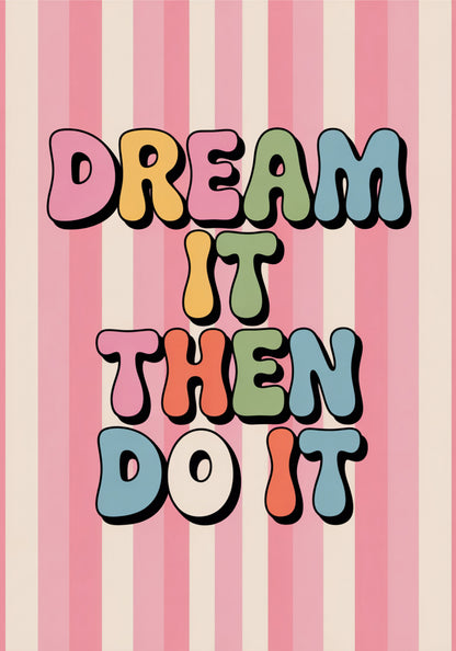 Plakat  Motywacyjny Afirmacja Retro Vintage Do Salonu  Dream It
