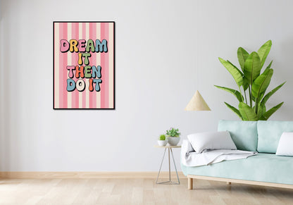 Plakat  Motywacyjny Afirmacja Retro Vintage Do Salonu  Dream It