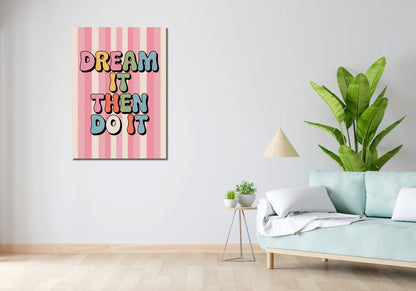 Obraz  Motywacyjny Afirmacja Retro Vintage Do Salonu  Dream It