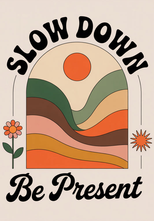 Plakat   Motywacyjny Afirmacja Retro Vintage Do Salonu  Slow Down