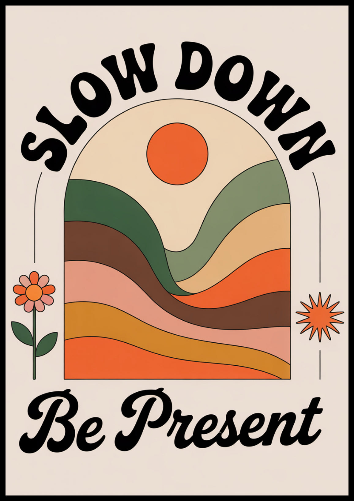 Plakat   Motywacyjny Afirmacja Retro Vintage Do Salonu  Slow Down