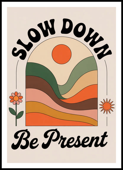 Plakat   Motywacyjny Afirmacja Retro Vintage Do Salonu  Slow Down