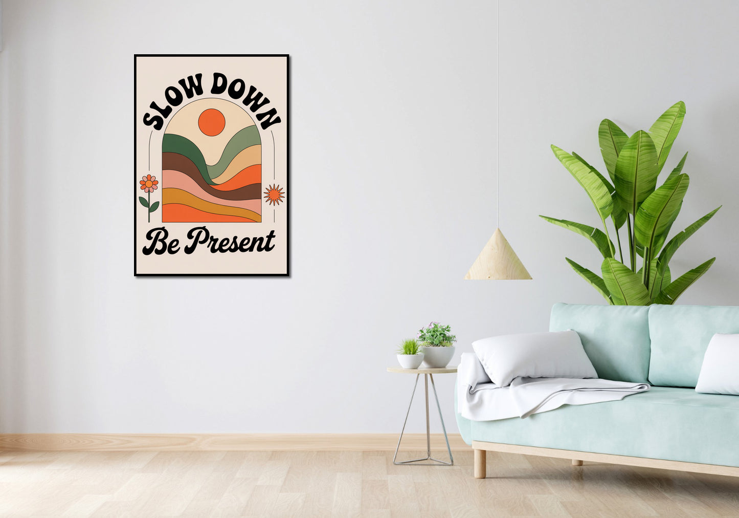 Plakat   Motywacyjny Afirmacja Retro Vintage Do Salonu  Slow Down