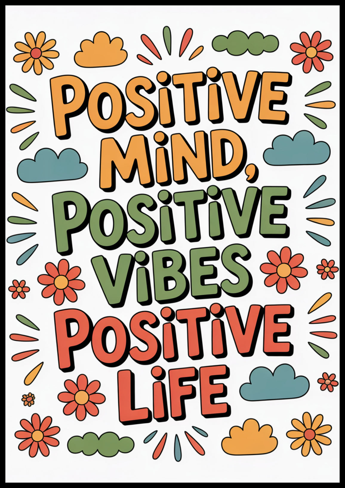 Plakat  Motywacyjny Afirmacja Retro Vintage Do Salonu  Positive