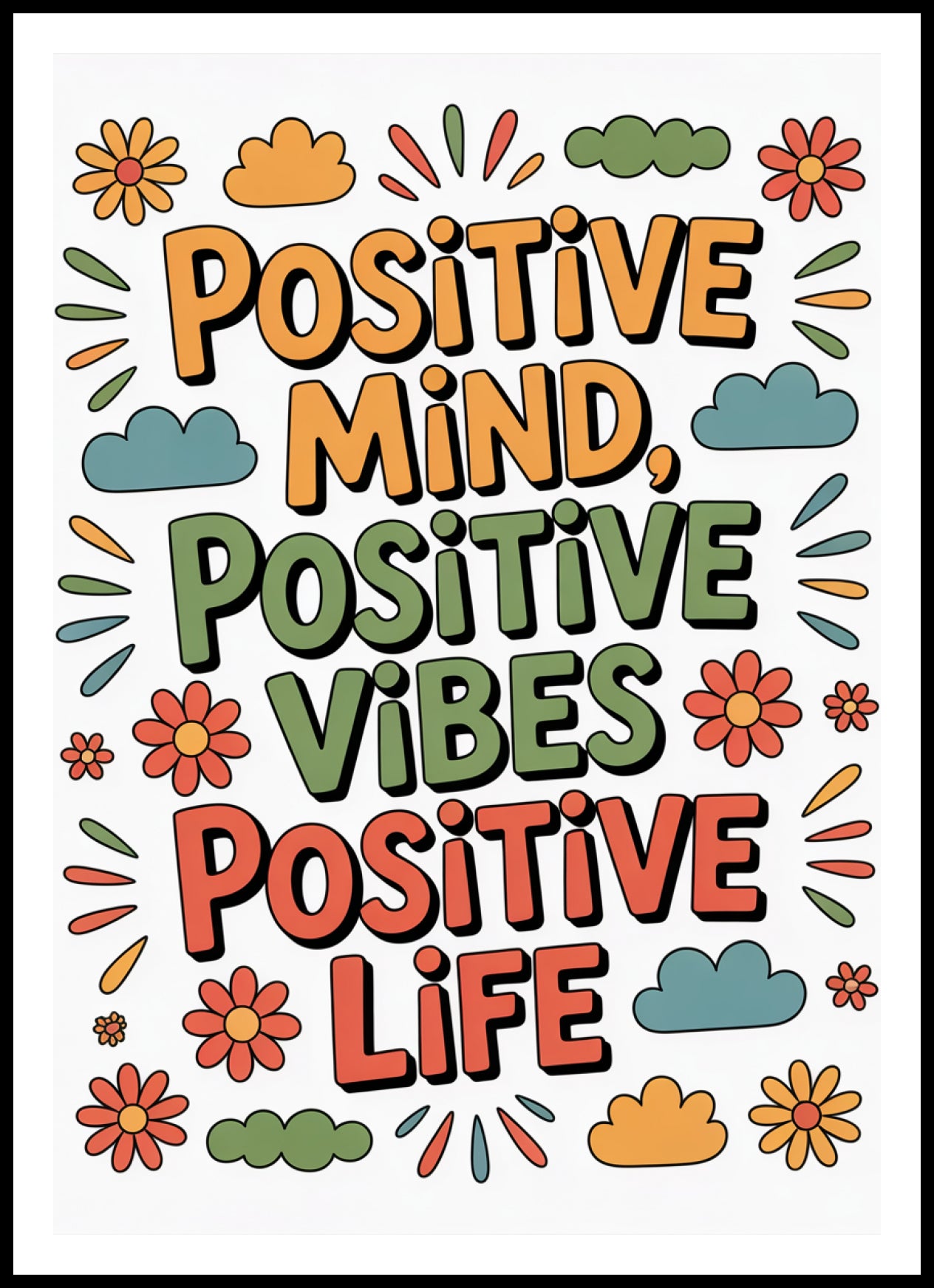 Plakat  Motywacyjny Afirmacja Retro Vintage Do Salonu  Positive