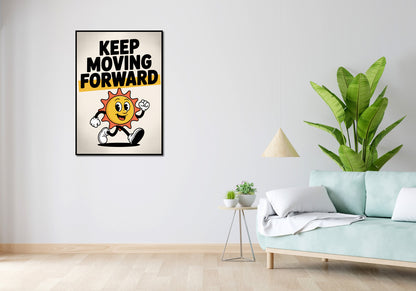 Plakat  Motywacyjny Afirmacja Retro Vintage Do Salonu  Keep Moving