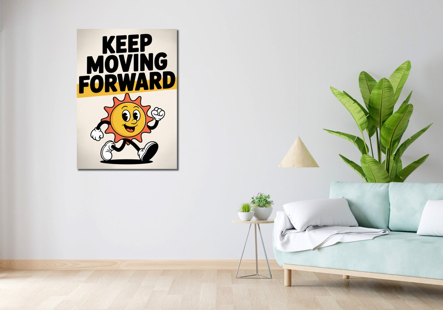 Obraz  Motywacyjny Afirmacja Retro Vintage Do Salonu  Keep Moving