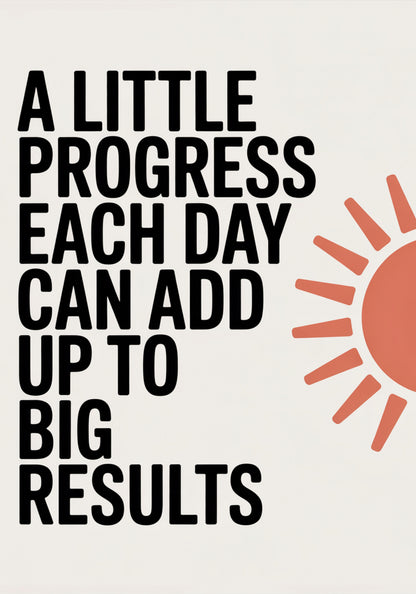 Plakat  Motywacyjny Afirmacja Retro Vintage Do Salonu Little Progress