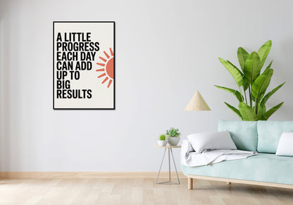 Plakat  Motywacyjny Afirmacja Retro Vintage Do Salonu Little Progress