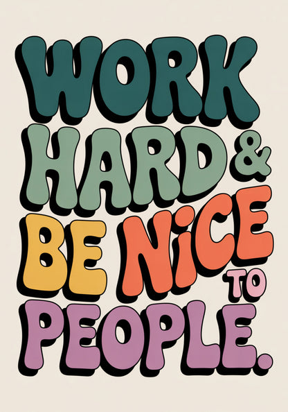 Plakat  Motywacyjny Afirmacja Retro Vintage Do Salonu Work Hard