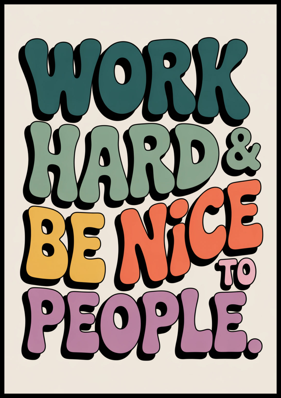 Plakat  Motywacyjny Afirmacja Retro Vintage Do Salonu Work Hard