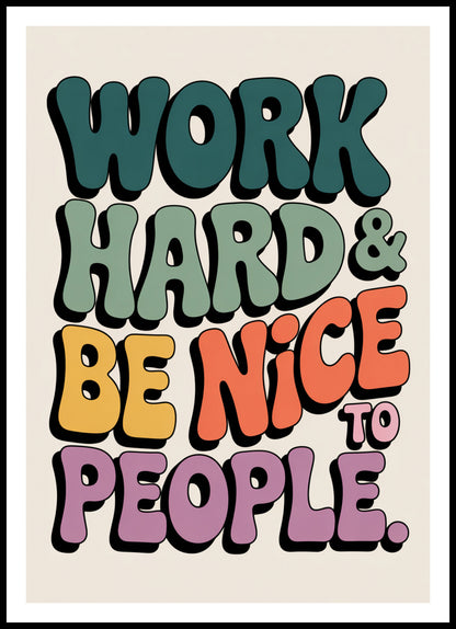 Plakat  Motywacyjny Afirmacja Retro Vintage Do Salonu Work Hard