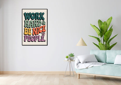 Plakat  Motywacyjny Afirmacja Retro Vintage Do Salonu Work Hard