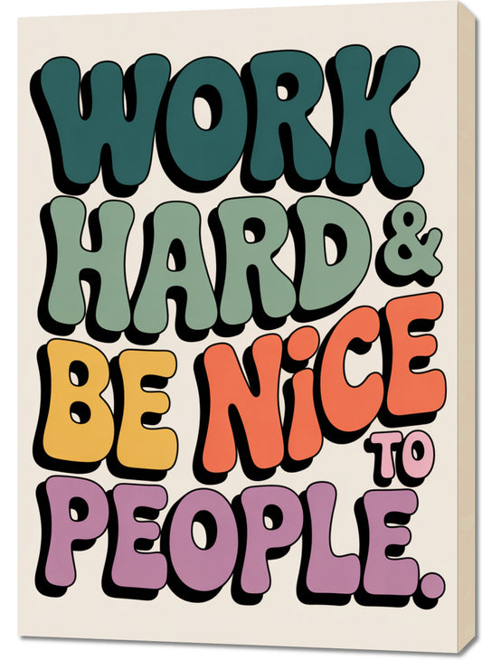 Obraz  Motywacyjny Afirmacja Retro Vintage Do Salonu Work Hard