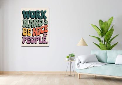 Obraz  Motywacyjny Afirmacja Retro Vintage Do Salonu Work Hard