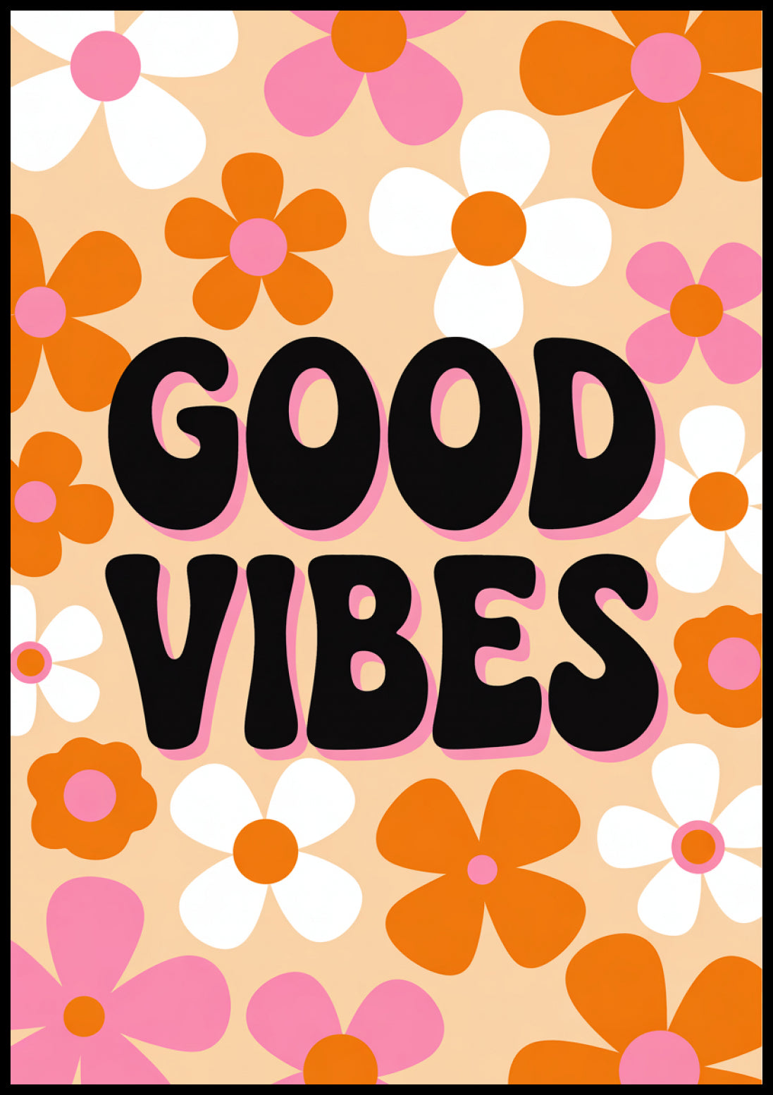 Plakat  Motywacyjny Afirmacja Retro Vintage Do Salonu Good Vibes