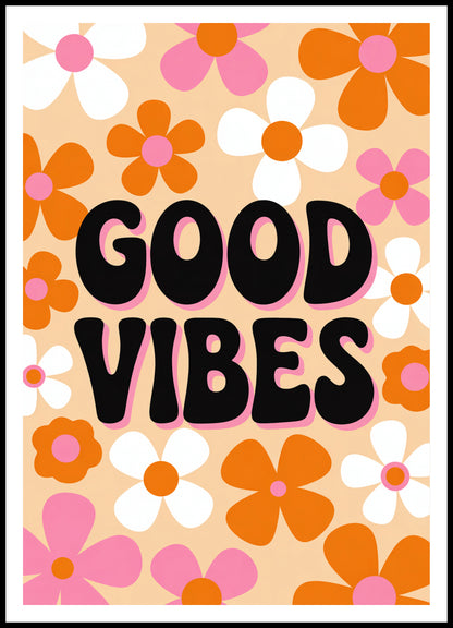 Plakat  Motywacyjny Afirmacja Retro Vintage Do Salonu Good Vibes