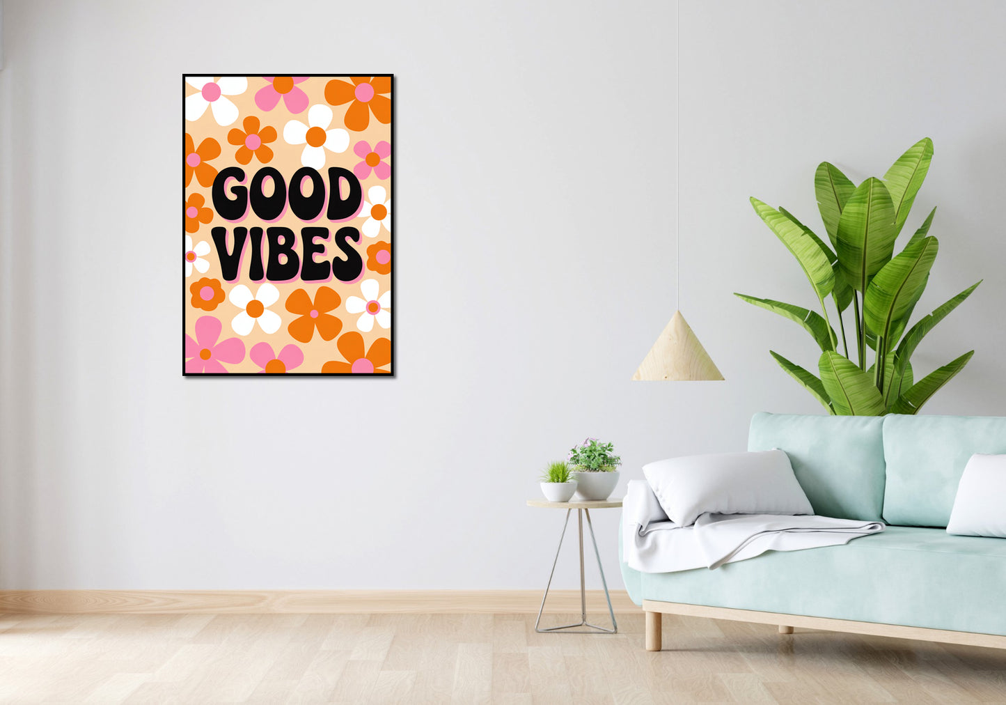 Plakat  Motywacyjny Afirmacja Retro Vintage Do Salonu Good Vibes