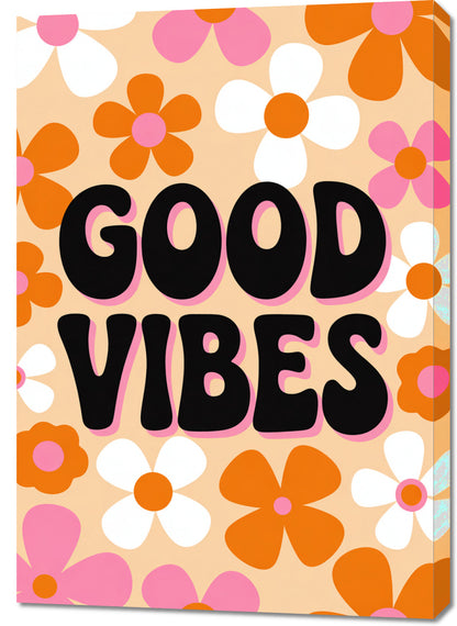 Obraz  Motywacyjny Afirmacja Retro Vintage Do Salonu Good Vibes