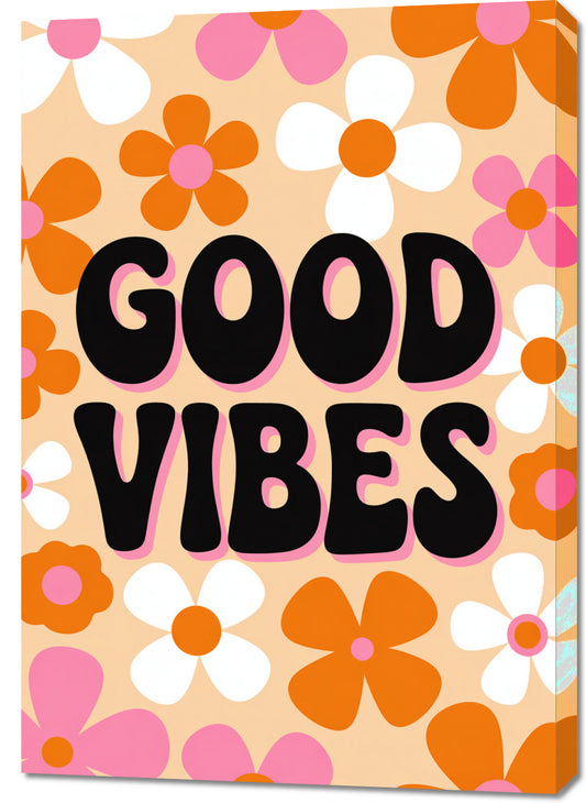 Obraz  Motywacyjny Afirmacja Retro Vintage Do Salonu Good Vibes