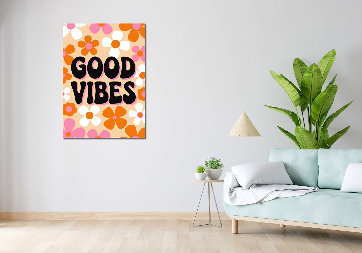 Obraz  Motywacyjny Afirmacja Retro Vintage Do Salonu Good Vibes