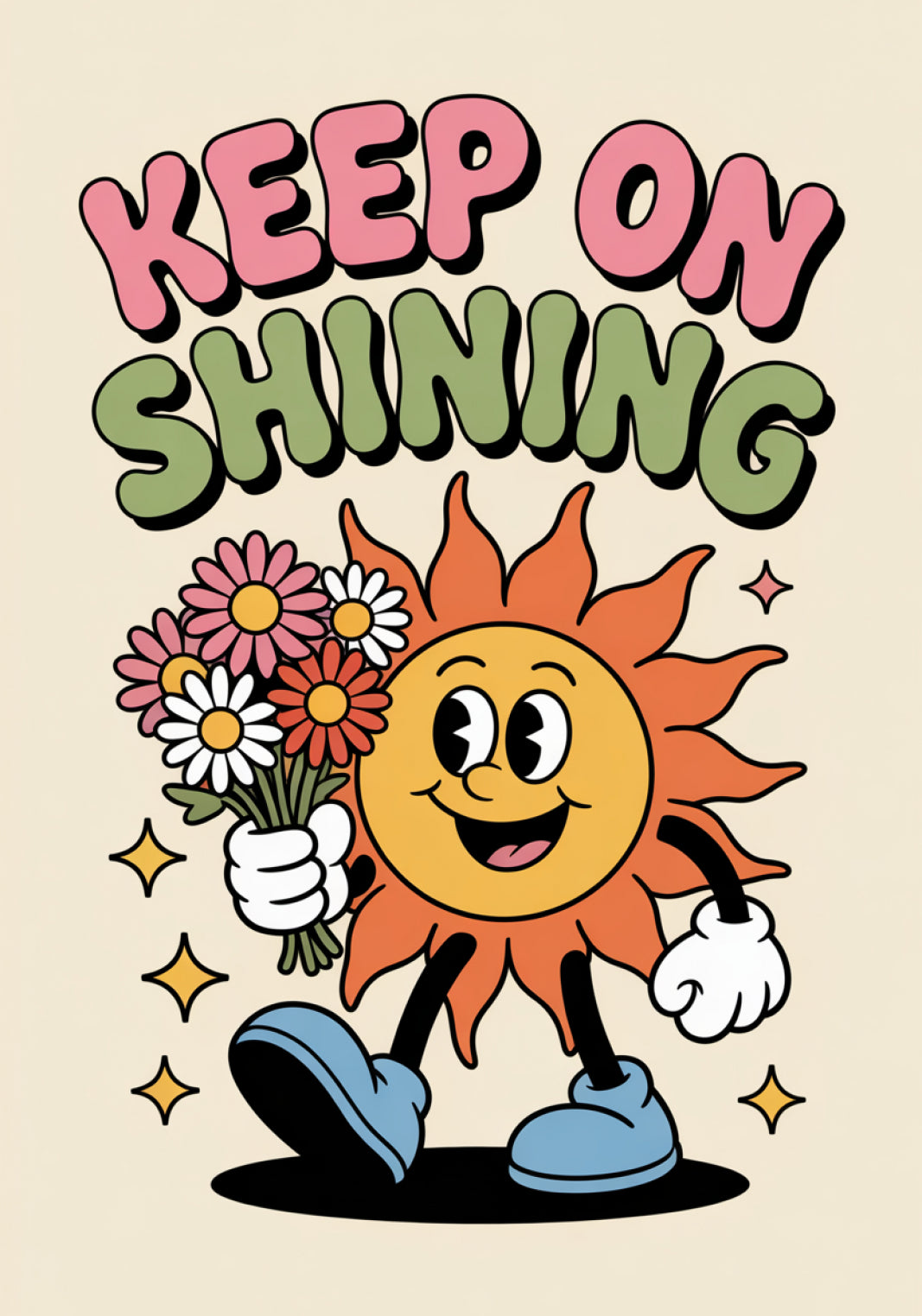 Plakat  Motywacyjny Afirmacja Retro Vintage Do Salonu  Keep On
