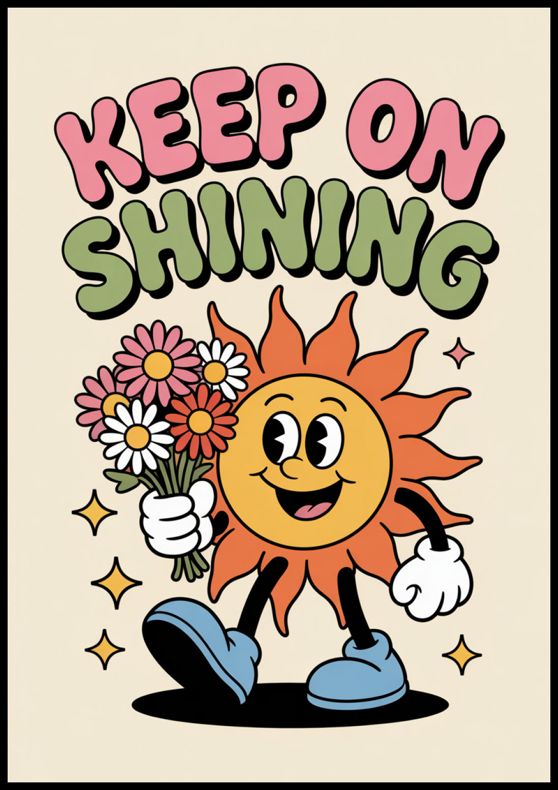 Plakat  Motywacyjny Afirmacja Retro Vintage Do Salonu  Keep On