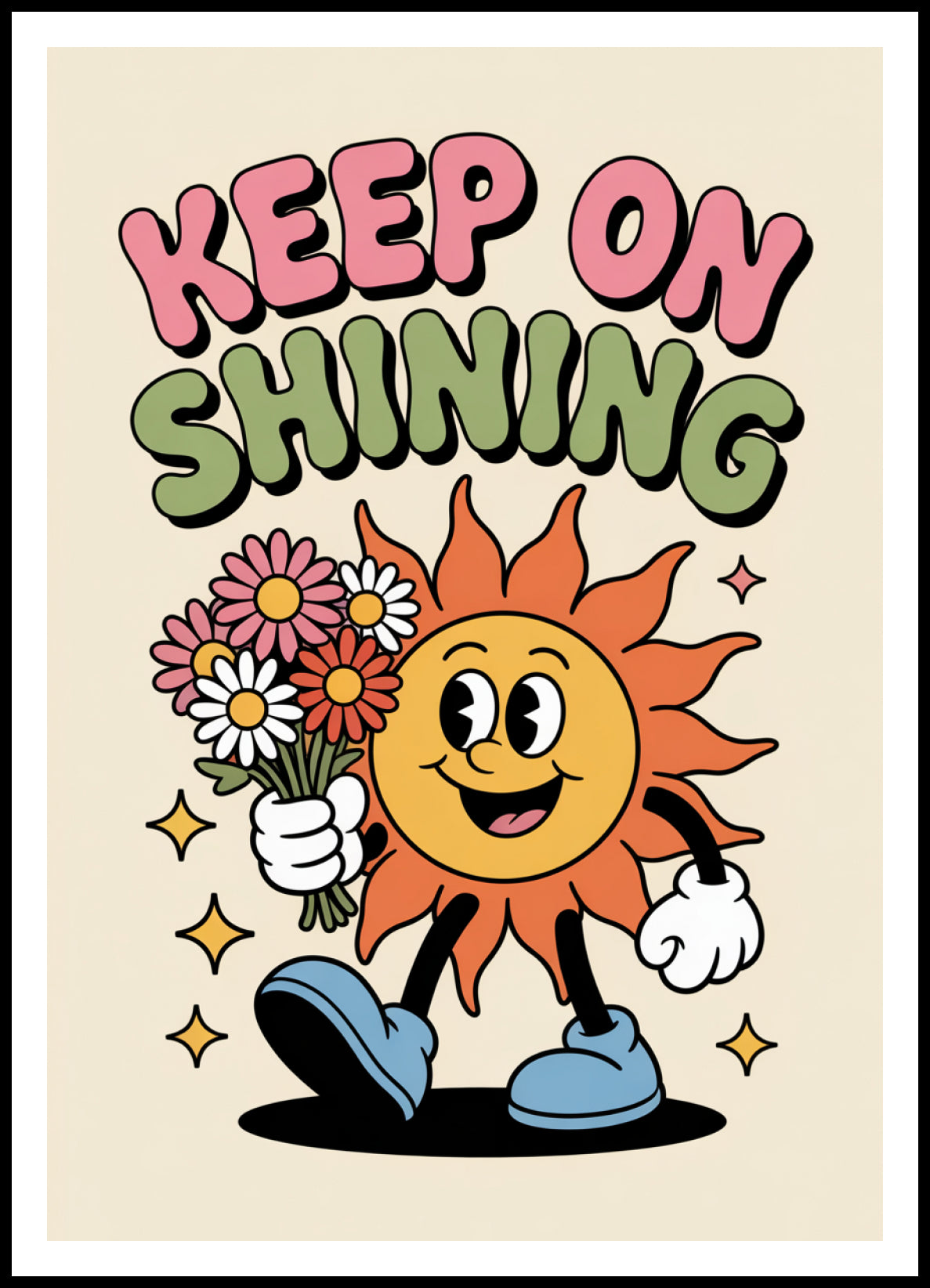 Plakat  Motywacyjny Afirmacja Retro Vintage Do Salonu  Keep On
