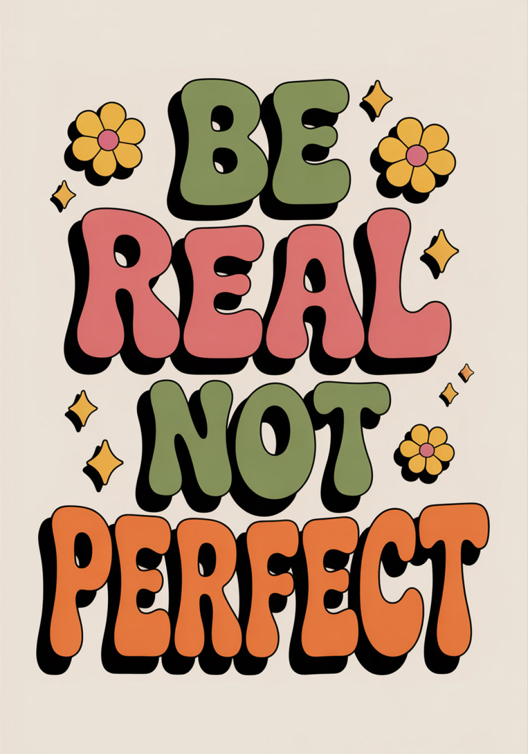 Plakat  Motywacyjny Afirmacja Retro Vintage Do Salonu  Be Real
