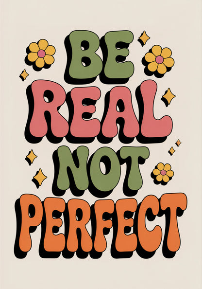 Plakat  Motywacyjny Afirmacja Retro Vintage Do Salonu  Be Real