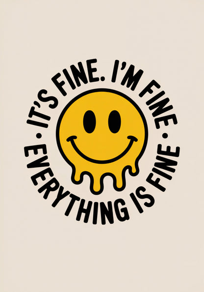 Plakat  Motywacyjny Afirmacja Retro Vintage Do Salonu It's Fine