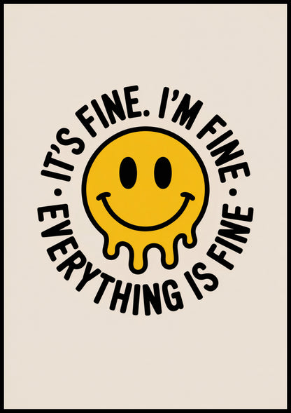 Plakat  Motywacyjny Afirmacja Retro Vintage Do Salonu It's Fine