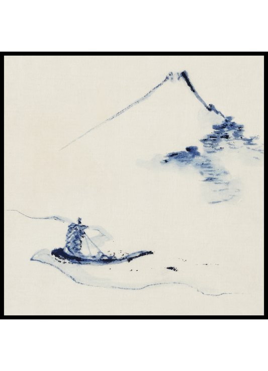 Plakat "A Person in a Small Boat" – Hokusai