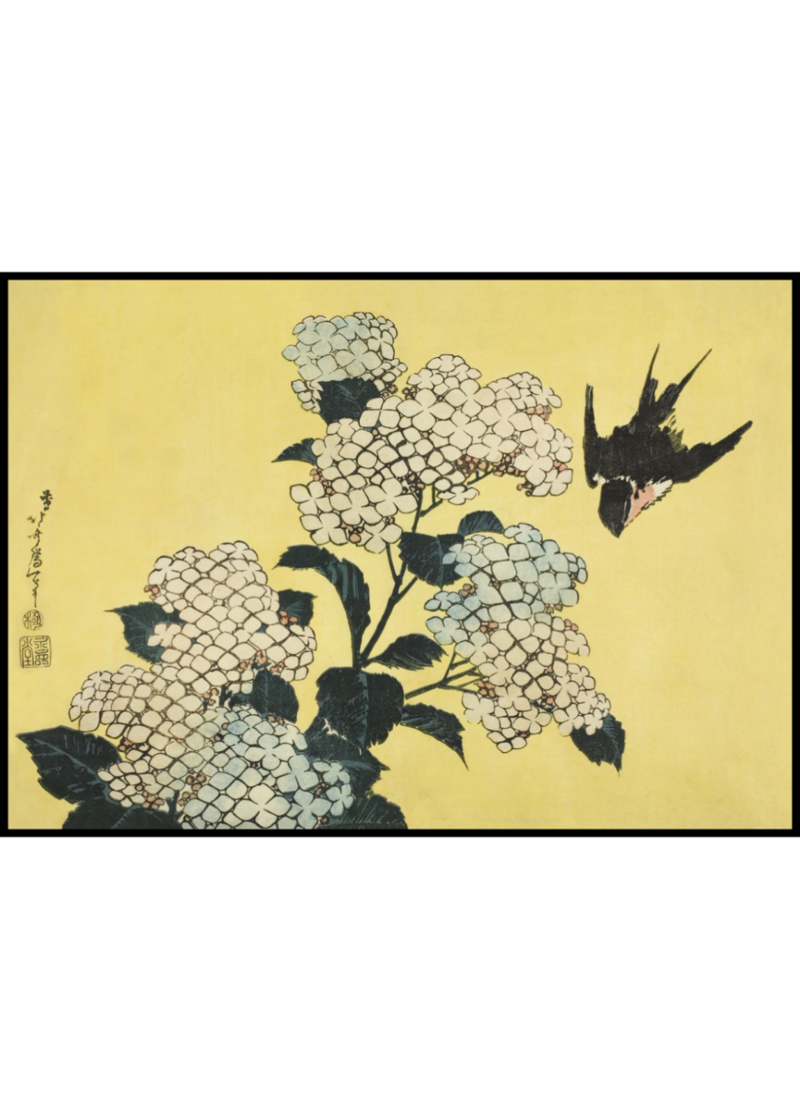 Plakat Hokusai - Hydrangea and Swallow