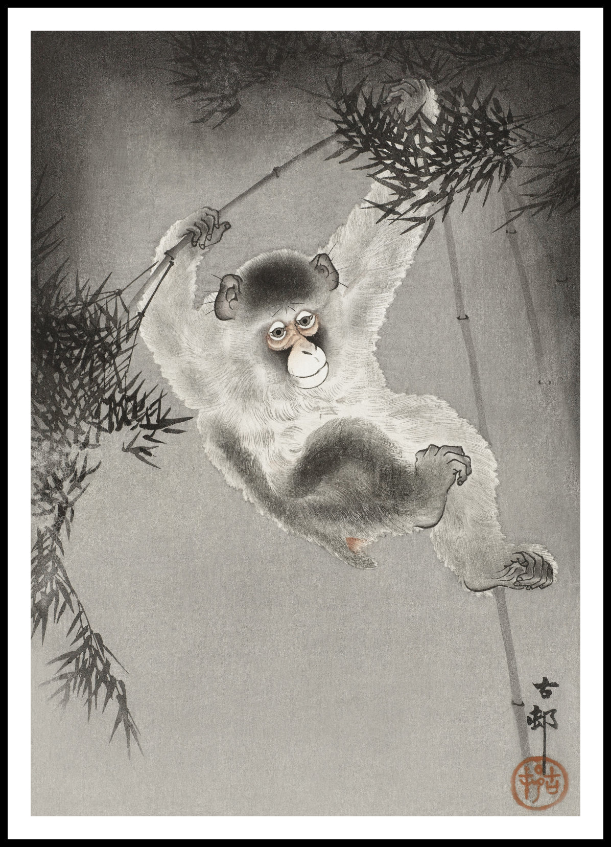 Plakat Małpa w Bambusowym Gaju - Koson Ohara