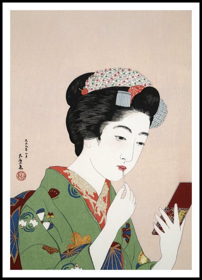 Plakat "Woman Applying Rouge" by Hashiguchi