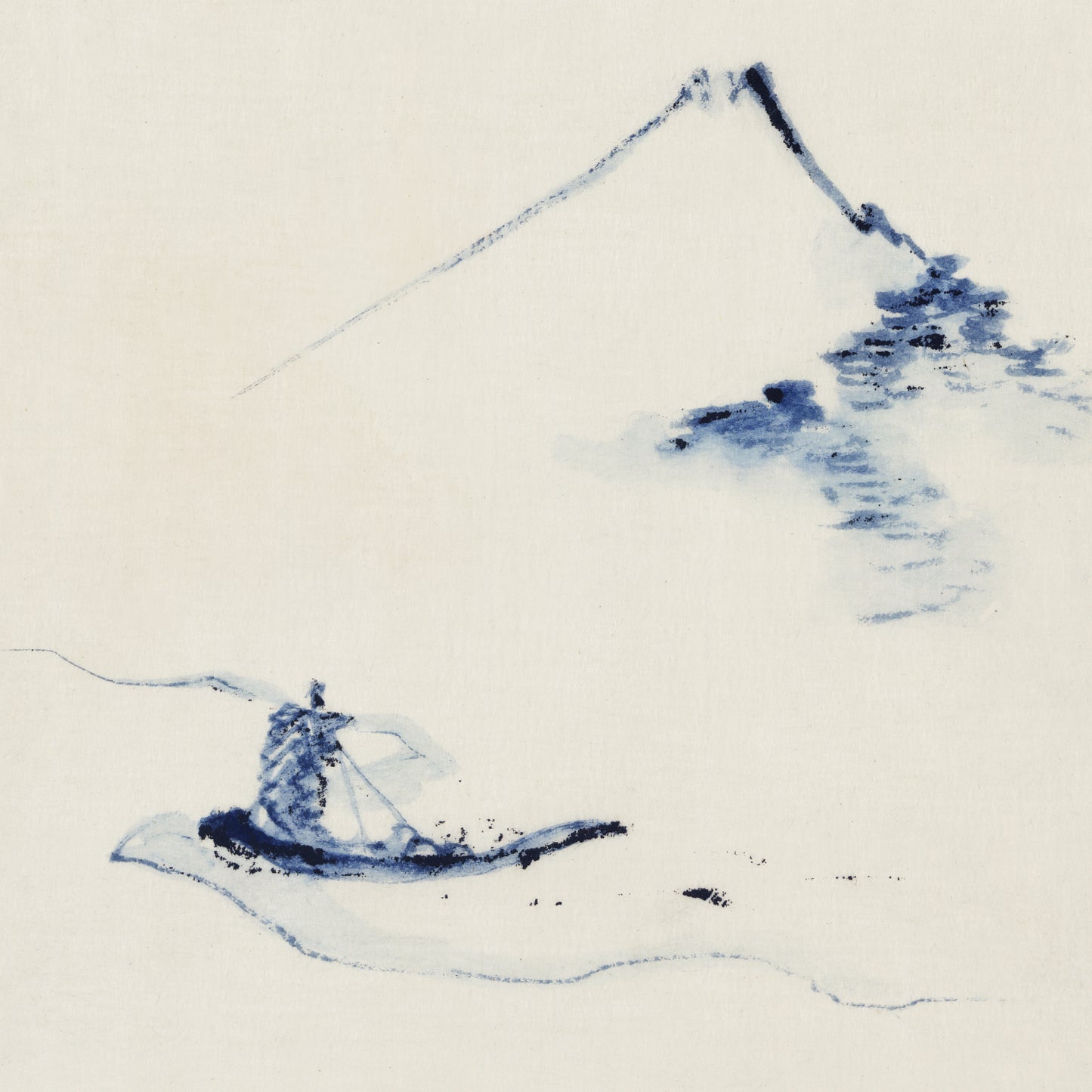 Plakat "A Person in a Small Boat" – Hokusai