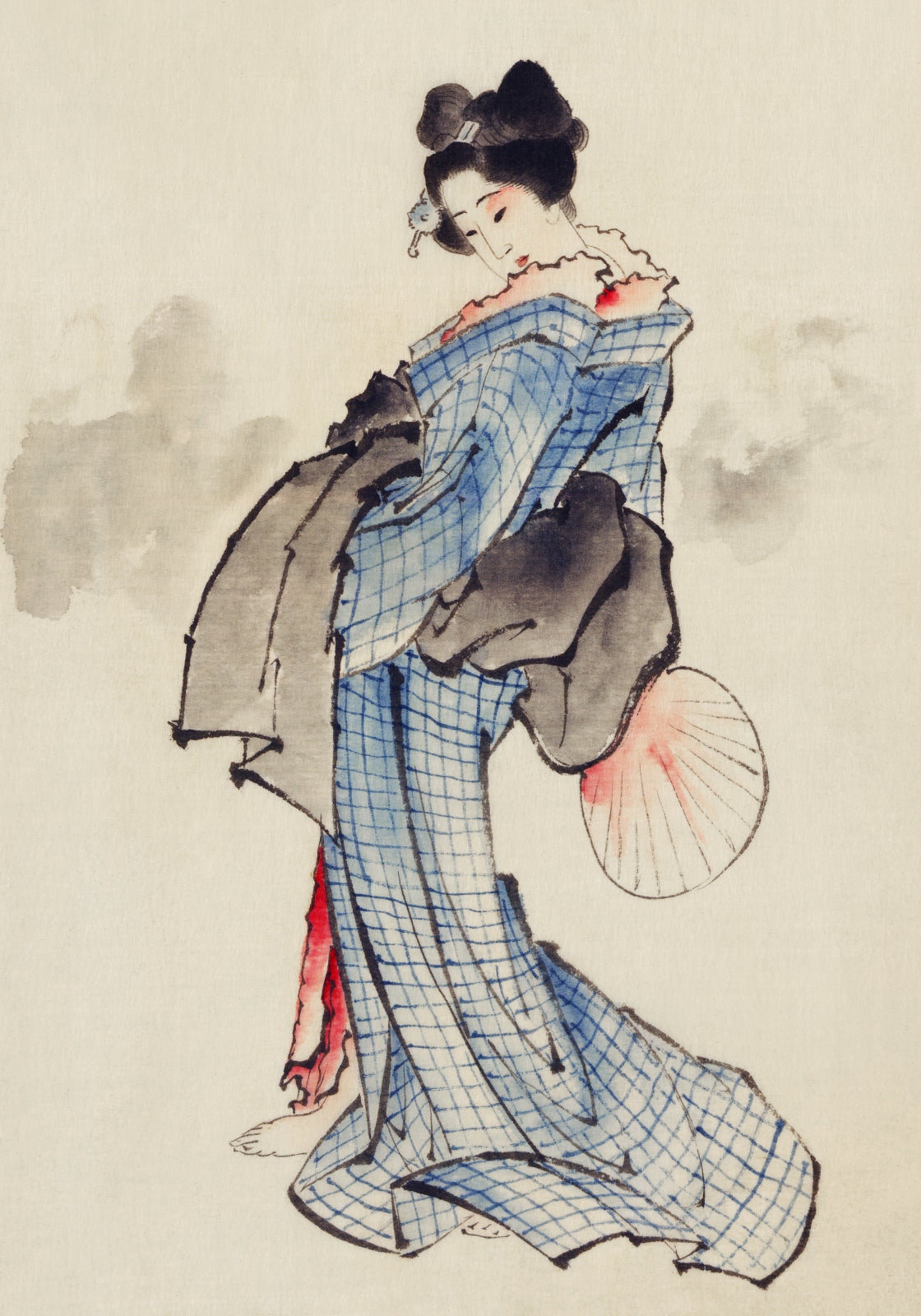 Katsushika Hokusai - Plakat Gejsza w Kimono