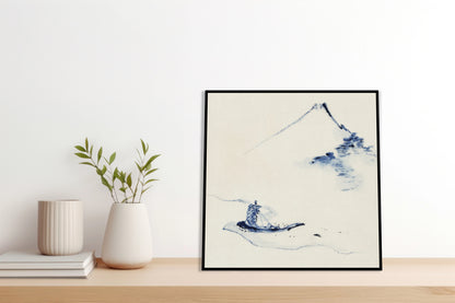 Plakat "A Person in a Small Boat" – Hokusai